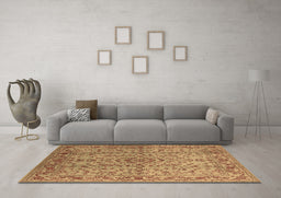 Machine Washable Oriental Brown Industrial Rug in a Living Room,, wshurb966brn