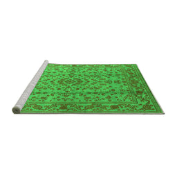 Sideview of Machine Washable Oriental Green Industrial Area Rugs, wshurb966grn