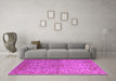 Machine Washable Oriental Pink Industrial Rug in a Living Room, wshurb966pnk