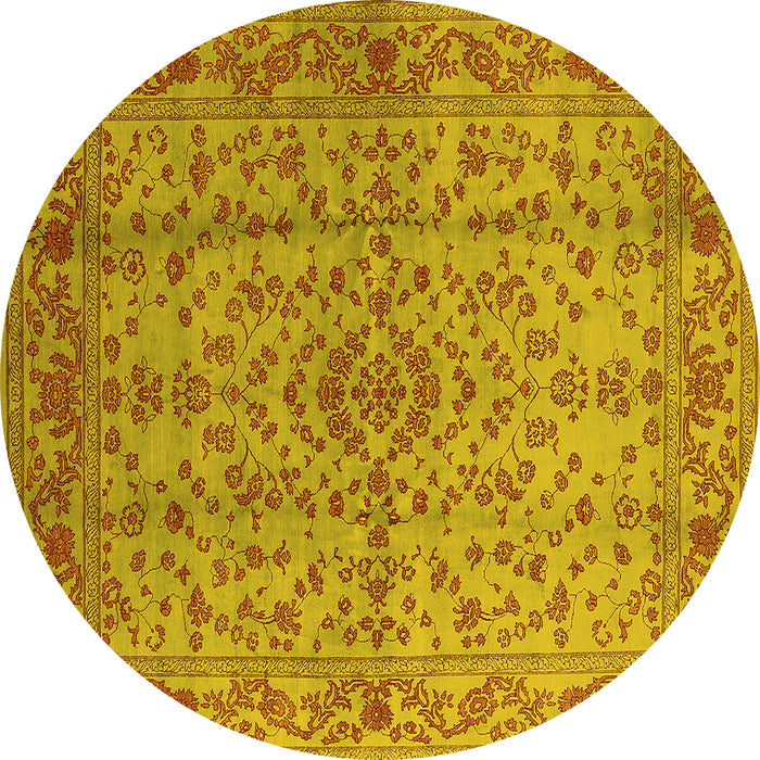 Round Oriental Yellow Industrial Rug, urb966yw