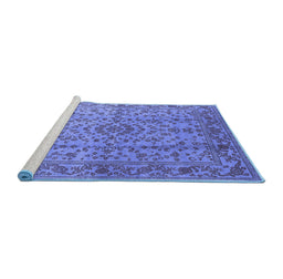 Sideview of Machine Washable Oriental Blue Industrial Rug, wshurb966blu