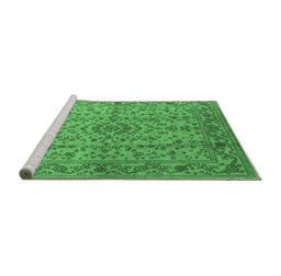 Sideview of Machine Washable Oriental Emerald Green Industrial Area Rugs, wshurb966emgrn