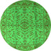 Round Oriental Green Industrial Rug, urb966grn