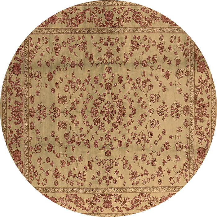 Round Machine Washable Oriental Brown Industrial Rug, wshurb966brn