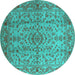 Round Oriental Turquoise Industrial Rug, urb966turq