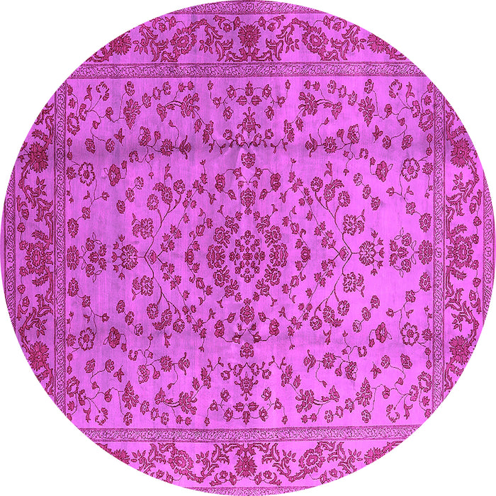 Round Machine Washable Oriental Pink Industrial Rug, wshurb966pnk