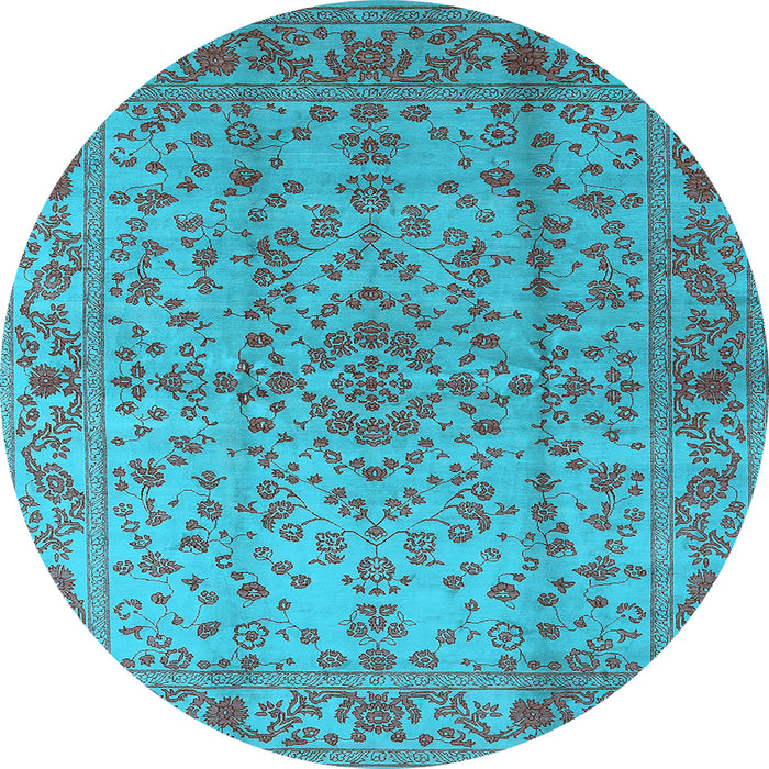 Round Oriental Light Blue Industrial Rug, urb966lblu