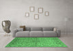 Machine Washable Oriental Emerald Green Industrial Area Rugs in a Living Room,, wshurb966emgrn