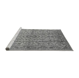 Sideview of Machine Washable Oriental Gray Industrial Rug, wshurb966gry