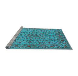 Sideview of Machine Washable Oriental Light Blue Industrial Rug, wshurb966lblu