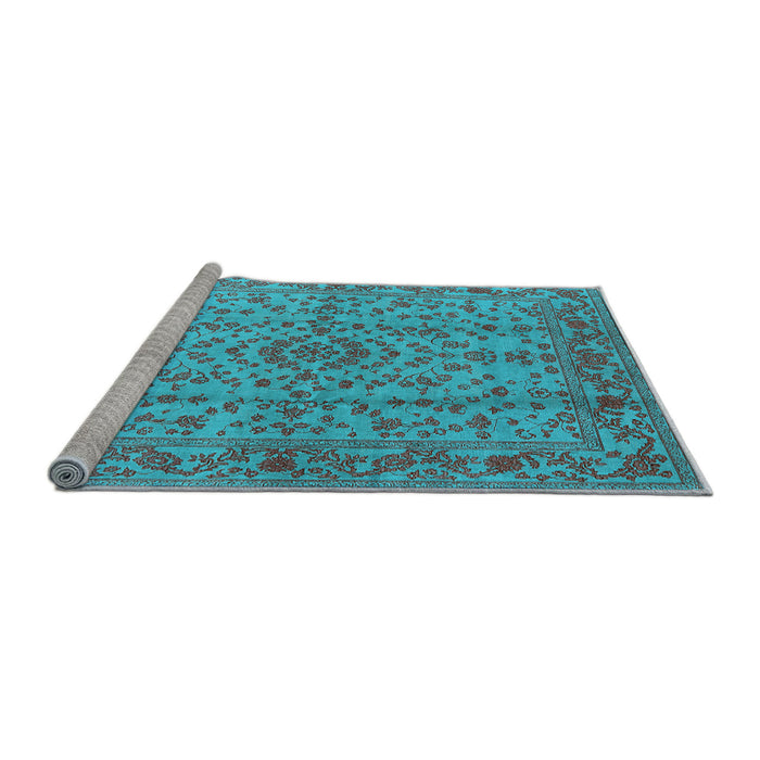 Sideview of Machine Washable Oriental Light Blue Industrial Rug, wshurb966lblu
