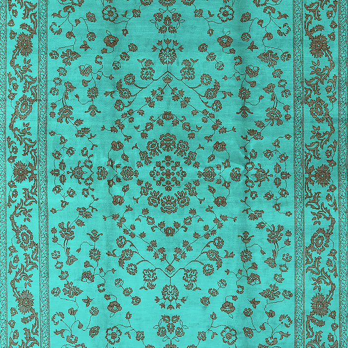 Machine Washable Oriental Turquoise Industrial Area Rugs, wshurb966turq