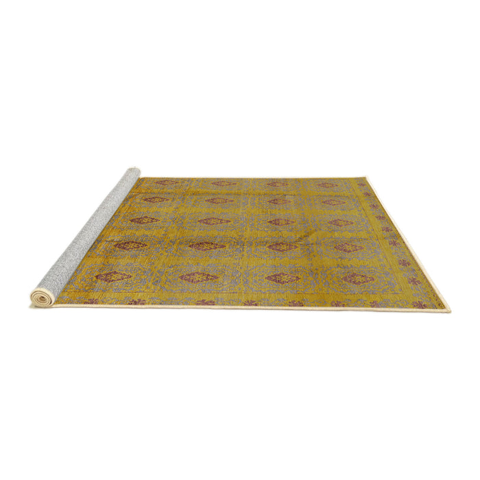 Sideview of Machine Washable Industrial Modern Yellow Rug, wshurb967
