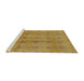Sideview of Machine Washable Industrial Modern Yellow Rug, wshurb967