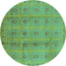 Round Oriental Turquoise Industrial Rug, urb967turq