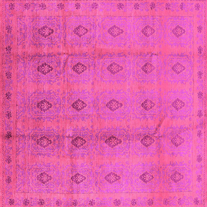 Square Machine Washable Oriental Pink Industrial Rug, wshurb967pnk