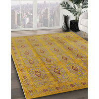 Mid-Century Modern Yellow Oriental Rug, urb967