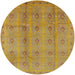 Round Mid-Century Modern Yellow Oriental Rug, urb967