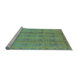 Sideview of Machine Washable Oriental Light Blue Industrial Rug, wshurb967lblu