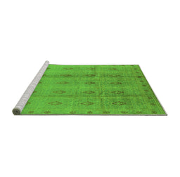 Sideview of Machine Washable Oriental Green Industrial Area Rugs, wshurb967grn
