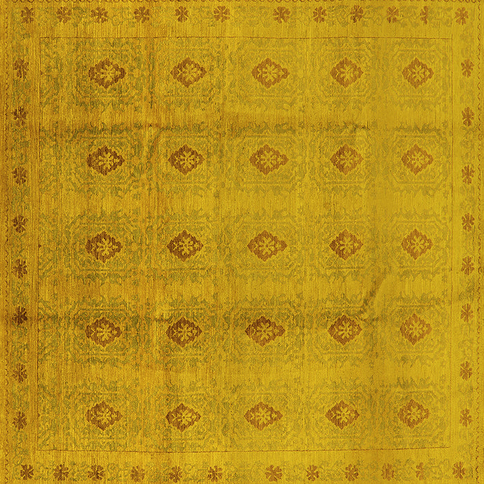 Square Machine Washable Oriental Yellow Industrial Rug, wshurb967yw