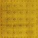 Square Machine Washable Oriental Yellow Industrial Rug, wshurb967yw