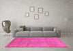 Machine Washable Oriental Pink Industrial Rug in a Living Room, wshurb967pnk