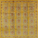 Square Mid-Century Modern Yellow Oriental Rug, urb967