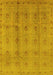 Machine Washable Oriental Yellow Industrial Rug, wshurb967yw