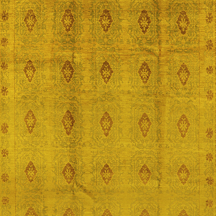 Machine Washable Oriental Yellow Industrial Rug, wshurb967yw