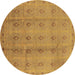 Round Oriental Brown Industrial Rug, urb967brn