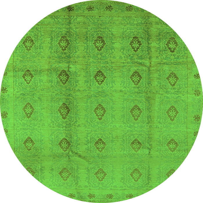 Round Oriental Green Industrial Rug, urb967grn