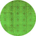 Round Oriental Green Industrial Rug, urb967grn