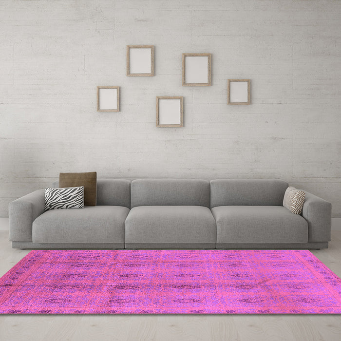 Machine Washable Oriental Purple Industrial Area Rugs in a Living Room, wshurb967pur