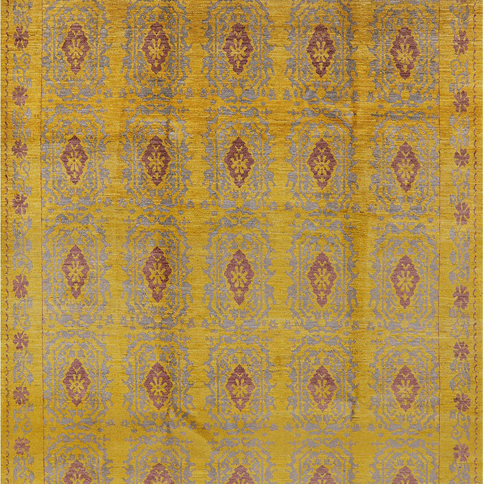 Mid-Century Modern Yellow Oriental Rug, urb967