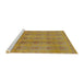 Sideview of Machine Washable Industrial Modern Yellow Rug, wshurb968