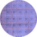 Round Machine Washable Oriental Blue Industrial Rug, wshurb968blu