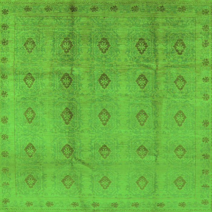 Square Machine Washable Oriental Green Industrial Area Rugs, wshurb968grn