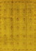 Machine Washable Oriental Yellow Industrial Rug, wshurb968yw
