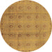 Round Machine Washable Oriental Brown Industrial Rug, wshurb968brn