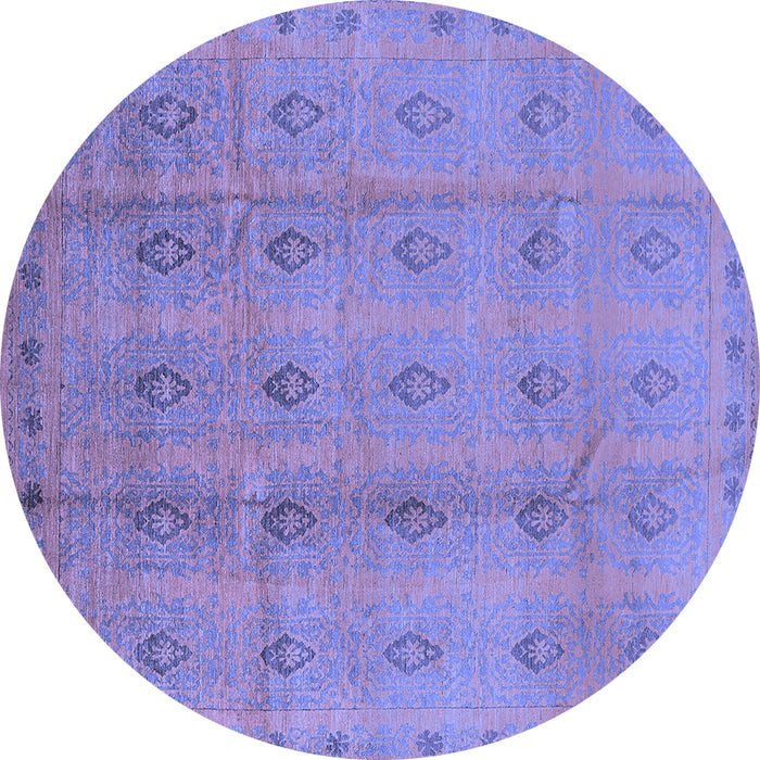 Round Oriental Blue Industrial Rug, urb968blu