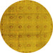 Round Oriental Yellow Industrial Rug, urb968yw