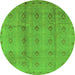 Round Oriental Green Industrial Rug, urb968grn