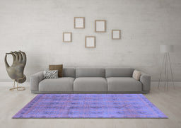 Machine Washable Oriental Blue Industrial Rug in a Living Room, wshurb968blu