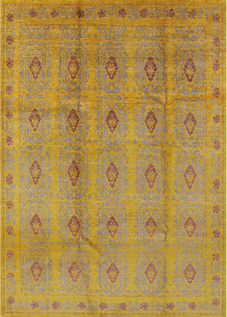 Mid-Century Modern Yellow Oriental Rug, urb968