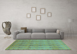 Machine Washable Oriental Light Blue Industrial Rug in a Living Room, wshurb968lblu