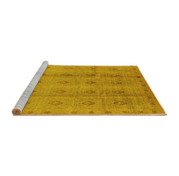 Sideview of Machine Washable Oriental Yellow Industrial Rug, wshurb968yw
