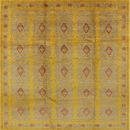 Square Machine Washable Industrial Modern Yellow Rug, wshurb968