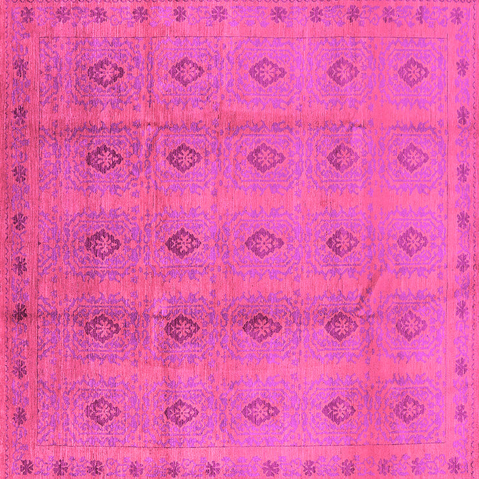 Square Machine Washable Oriental Pink Industrial Rug, wshurb968pnk