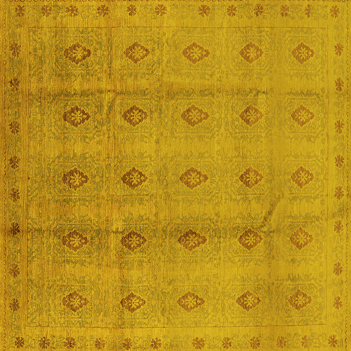 Square Machine Washable Oriental Yellow Industrial Rug, wshurb968yw